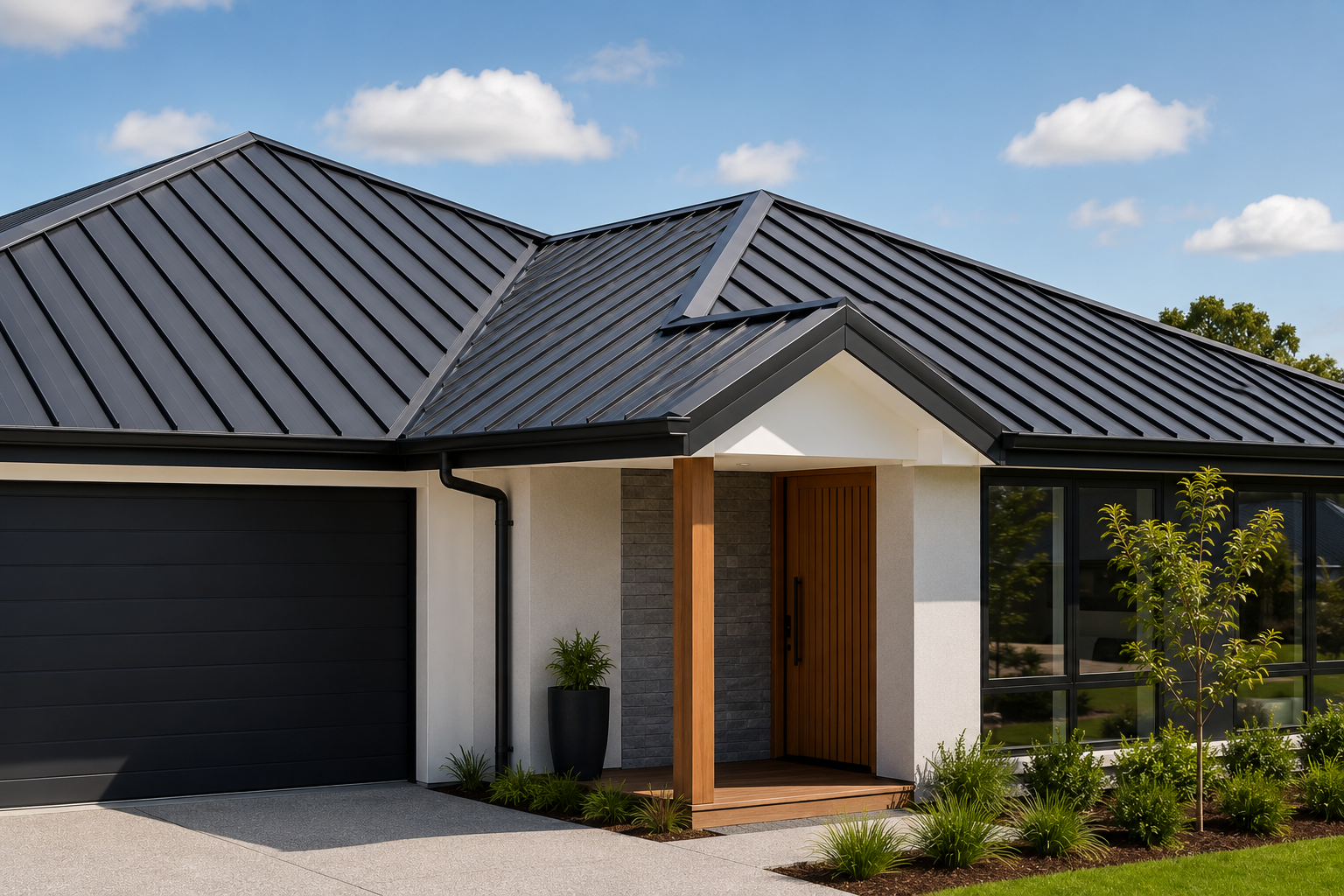 New metal roof on a modern Auckland home