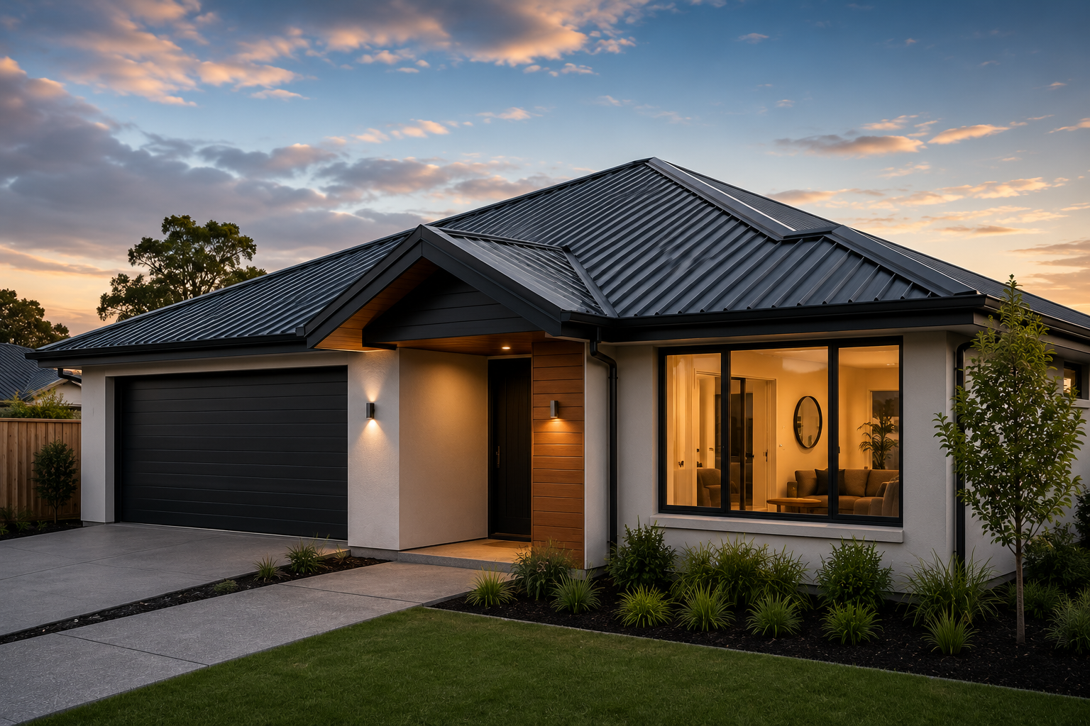 Completed residential metal roof